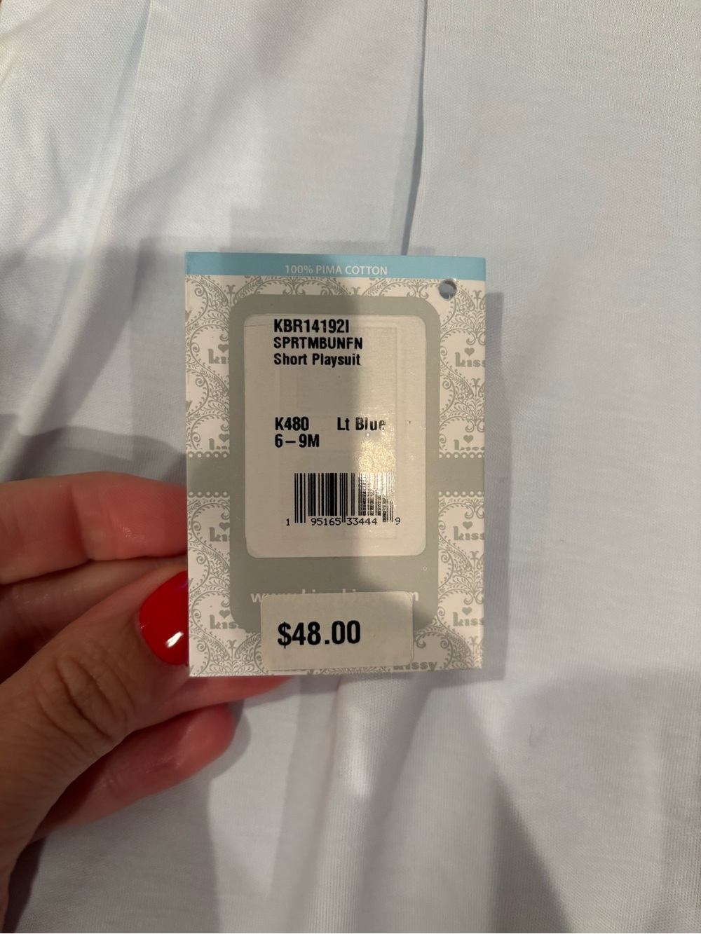 Kissy Kissy Pale Blue Romper with White Peter Pan Collar - Picture 5 of 5